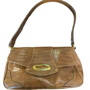 Villager Liz Claiborne Small Beige/Taupe Faux Alligator Handbag Shoulder Bag